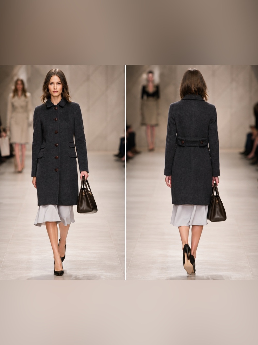 Burberry London Wool & Cashmere Gray Peacoat NEW size 6